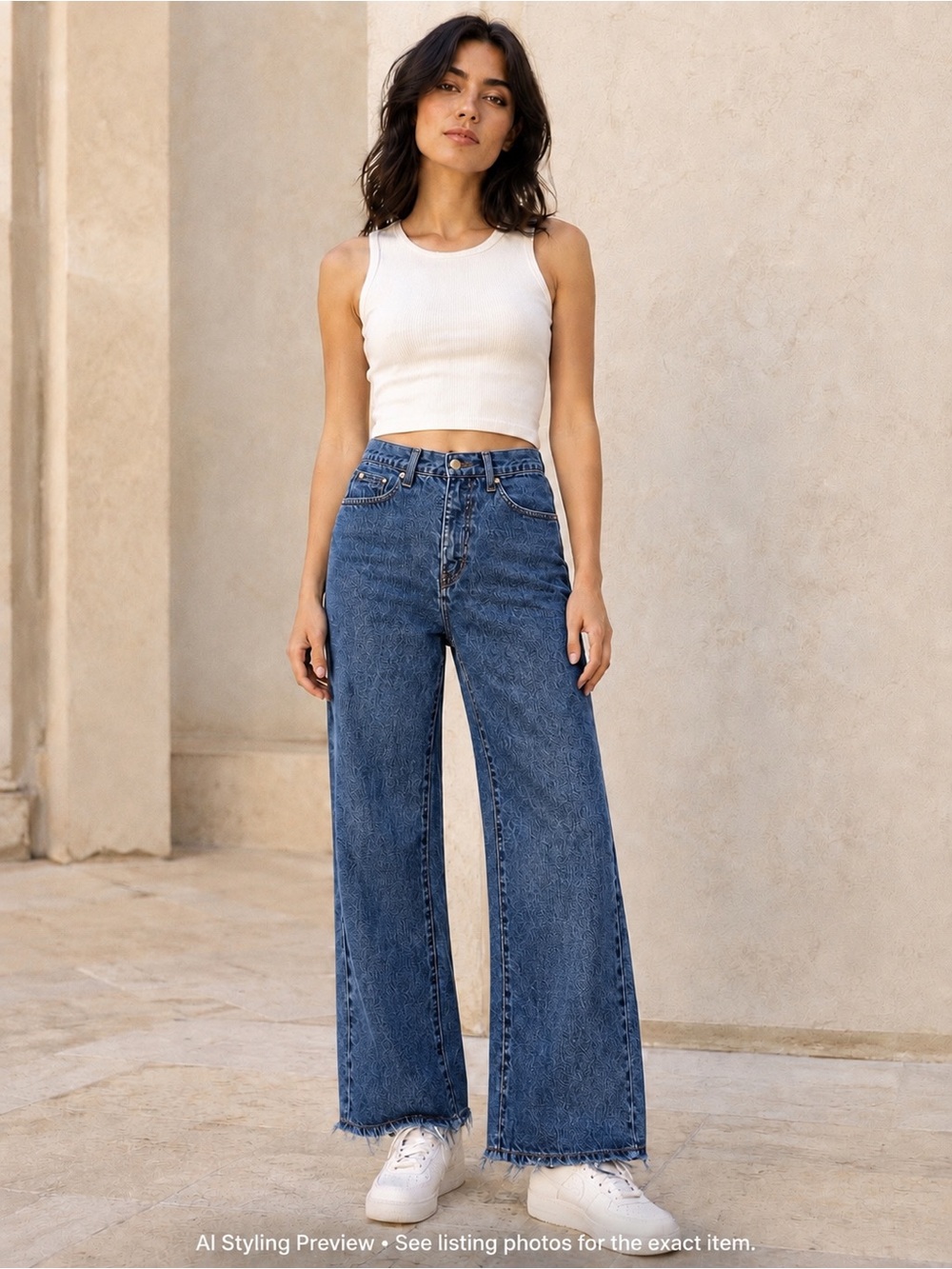 Forever WearAll Vintage 90s Dark Wash High Rise Wide Leg Jeans 24–25